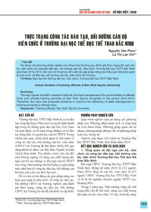 Thực trạng công tác đào tạo, bồi dưỡng cán bộ viên chức ở trường Đại học Thể dục thể thao Bắc Ninh