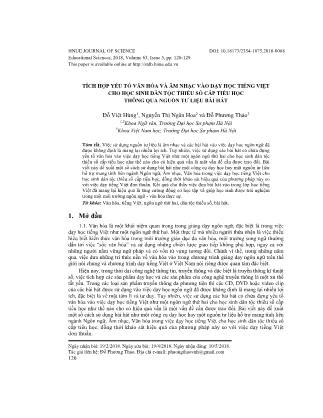 Tích hợp yếu tố văn hóa và âm nhạc vào dạy học tiếng Việt cho học sinh dân tộc thiểu số cấp Tiểu học thông qua nguồn tư liệu bài hát