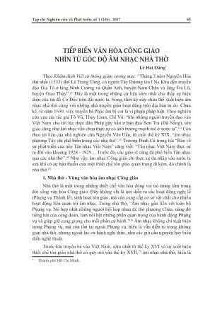 Tiếp biến văn hóa công giáo nhìn từ góc độ âm nhạc nhà thờ