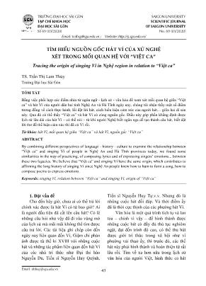 Tìm hiểu nguồn gốc hát ví của xứ Nghệ xét trong mối quan hệ với “Việt ca”