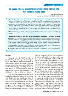 Tối đa hóa hiệu quả quản lý tài nguyên điện tử tại các thư viện: Một cách tiếp cận hệ thống