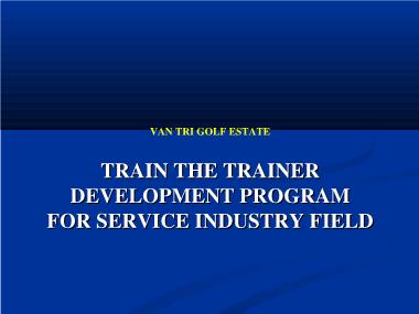 Train the trainer development program for service industry field