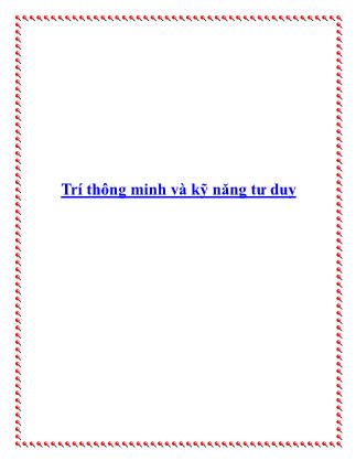 Trí thông minh và kỹ năng tư duy