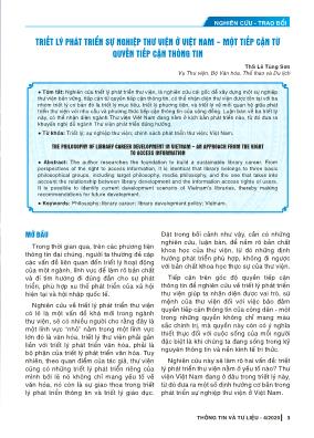 Triết lý phát triển sự nghiệp thư viện ở Việt Nam - Một tiếp cận từ quyền tiếp cận thông tin