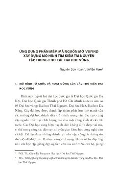 Ứng dụng phần mềm mã nguồn mở Vufind xây dựng mô hình tìm kiếm tài nguyên tập trung cho các Đại học vùng