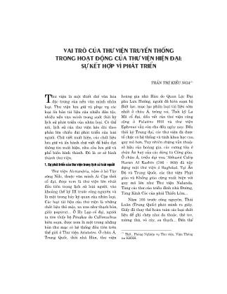 Vai trò của thư viện truyền thống trong hoạt động của thư viện hiện đại: Sự kết hợp vì phát triển