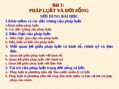 Bài giảng Giáo dục công dân Lớp 12 - Bài 1: Pháp luật và đời sống