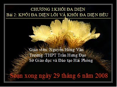 Bài giảng Hình học Lớp 12 - Chương 1 - Bài 2: Khối đa diện lồi và khối đa diện đều - Nguyễn Hồng Vân