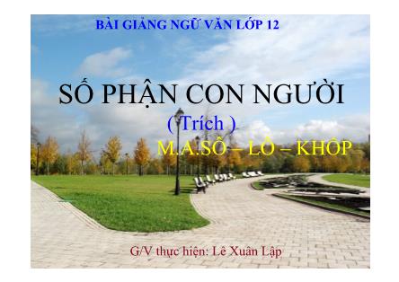 Bài giảng Ngữ văn Lớp 12 - Văn bản: Số phận con người