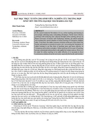 Dạy học trực tuyến cho sinh viên: Nghiên cứu trường hợp sinh viên trường Đại học Bách khoa Hà Nội