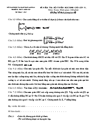Đề kiểm tra Học sinh giỏi Lớp 12 môn Toán