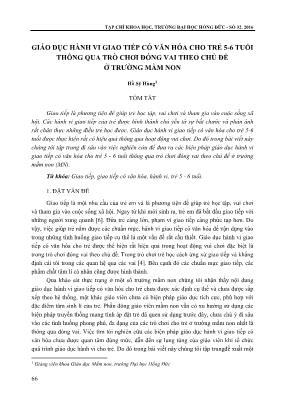 Giáo dục hành vi giao tiếp có văn hóa cho trẻ 5-6 tuổi thông qua trò chơi đóng vai theo chủ đề ở trường mầm non