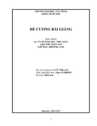 Giáo trình Lý luận và phương pháp giáo dục thể chất cho trẻ mầm non