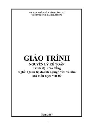 Giáo trình Quản trị doanh nghiệp vừa và nhỏ - Nguyên lý kế toán