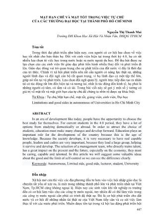 Mặt hạn chế và mặt tốt trong việc tự chủ của các trường Đại học tại thành phố Hồ Chí Minh