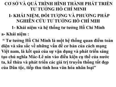 Bài giảng Cơ sở và quá trình hình thành phát triển tư tưởng Hồ Chí Minh