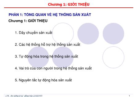 Bài giảng Đo lường và tự động hóa - Chương 1: Giới thiệu