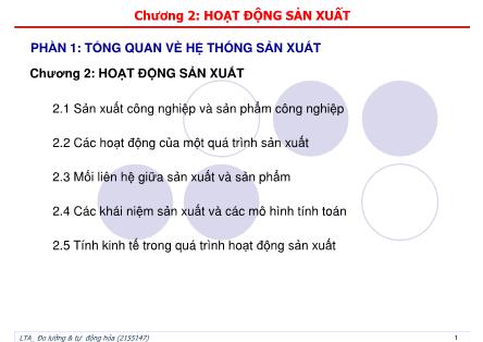 Bài giảng Đo lường và tự động hóa - Chương 2: Hoạt động sản xuất