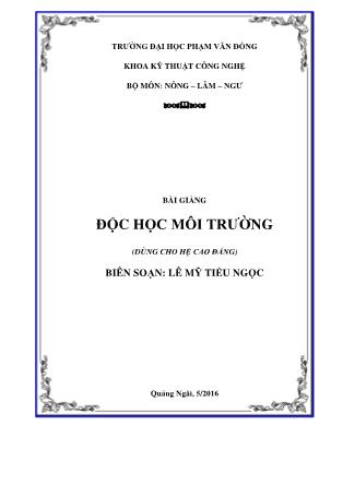 Bài giảng Độc học môi trường