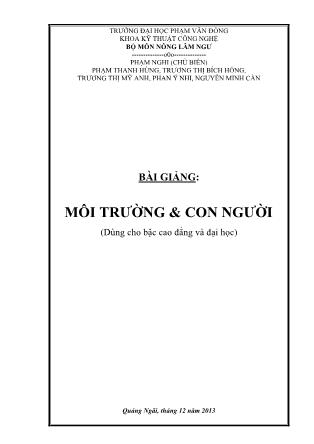 Bài giảng Môi trường & Con người