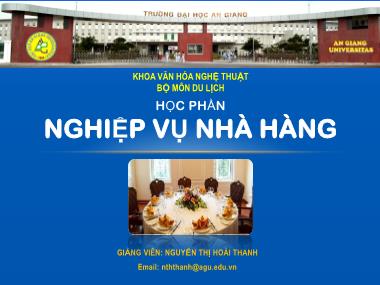 Bài giảng Nghiệp vụ nhà hàng - Nguyễn Thị Hoài Thanh