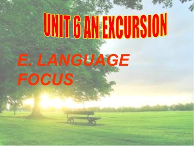 Bài giảng Tiếng Anh Lớp 10 - Unit 6: An excursion - Lesson E: Langugage focus