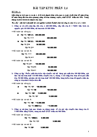 Bài tập Kế toán tài chính - Phần 3+4