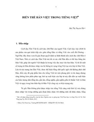 Biến thể Hán Việt trong Tiếng Việt