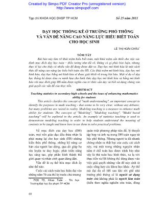 Dạy học thống kê ở trường phổ thông và vấn đề nâng cao năng lực hiểu biết toán cho học sinh