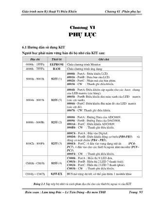 Giáo trình môn Kỹ thuật Vi điều khiển - Chương VI: Phụ lục