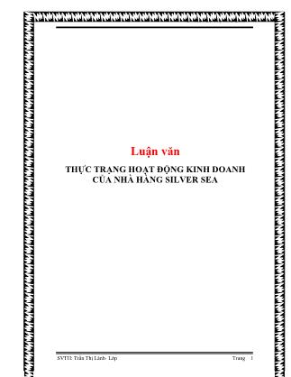 Luận văn Thực trạng hoạt động kinh doanh của nhà hàng Silver Sea