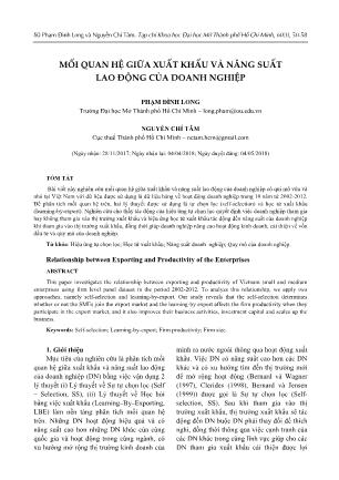 Mối quan hệ giữa xuất khẩu và năng suất lao động của doanh nghiệp
