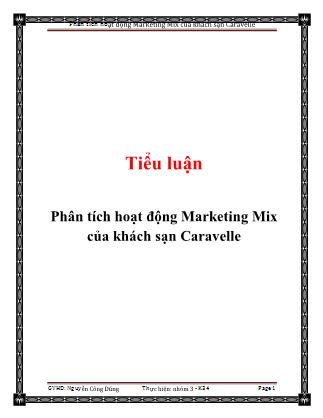 Tiểu luận Phân tích hoạt động Marketing Mix của khách sạn Caravelle