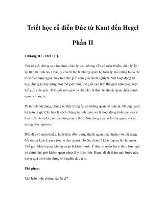 Triết học cổ điển Đức từ Kant đến Hegel - Phần II