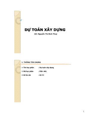 Bài giảng Dự toán xây dựng