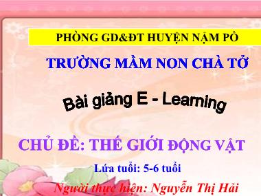 Bài giảng Mầm non Lớp Lá - Chủ đề: Thế giới động vật - Nguyễn Thị Hải