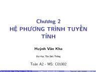 Bài giảng Toán A2 - Chương 2: Hệ phương trình tuyến tính