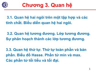 Bài giảng Toán rời rạc - Chương 3: Quan hệ