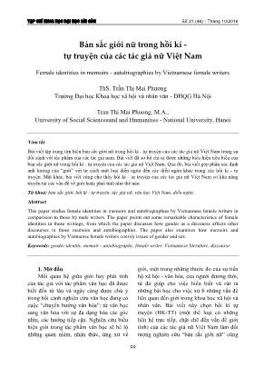 Bản sắc nữ giới trong hồi kí - tự truyện của tác giả nữ Việt Nam