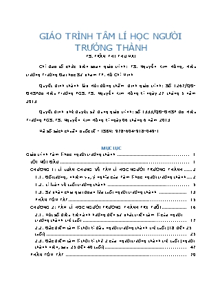 Giáo trình Tâm lí học người trưởng thành