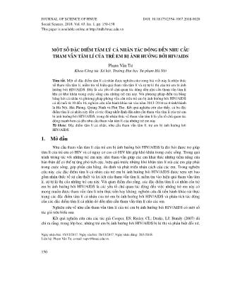 Một số đặc điểm tâm lý cá nhân tác động đến nhu cầu tham vấn tâm lí của trẻ em bị ảnh hưởng bởi HIV/AIDS