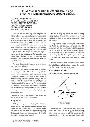 Phân tích hiệu ứng nhóm của móng cọc chịu tải trọng ngang bằng lời giải Mindlin